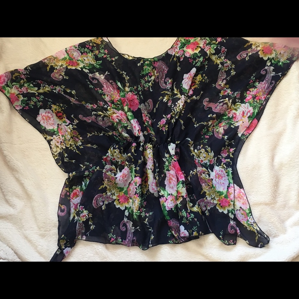 Sheer floral kaftan
